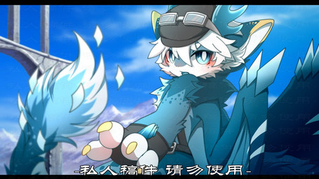anthro big_eyes blue_body blue_eyes blue_fur blush eyewear eyewear_on_head fur goggles goggles_on_head hair kemono male open_mouth slim_anthro slim_male solo white_body white_fur white_hair hlg7777 mythology dragon furred_dragon furred_scalie mythological_creature mythological_scalie scalie 2021