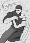 angry anthro arm_tattoo beanie biped black_clothing black_shirt black_tank_top black_topwear bone_frill bottomwear clothing duo elbow_feathers feathered_wings feathers female fingers fist frill_(anatomy) frown furgonomics grey_bottomwear grey_clothing grey_pants hat headgear headwear humanoid_hands looking_at_another looking_at_viewer male male/female markings muscular muscular_human muscular_male open_mouth pants scales shaved_head shirt shirt_grab shocked short_tail shoulder_tattoo shout striped_markings stripes surprised sweater tail tank_top tattoo topwear wide_eyed wings the_brick_wizard cavemanon_studios goodbye_volcano_high snoot_game anon_(snoot_game) fang_(gvh) human mammal prehistoric_species pterodactylus pterosaur reptile scalie 2024 greyscale hi_res monochrome shaded