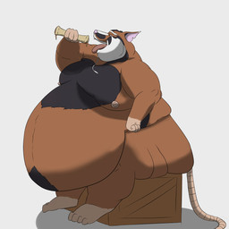 3_fingers 4_toes anthro belly big_belly brown_body crate eating feet fingers food fur hand_on_hip holding_food holding_object humanoid_hands male morbidly_obese multicolored_body multicolored_fur nipples obese obese_male open_mouth open_smile overweight overweight_male pink_nipples pink_nose sitting smile solo toes tongue tongue_out gxwolfzilla teenage_mutant_ninja_turtles teenage_mutant_ninja_turtles_(2012) master_splinter brown_rat mammal murid murine rat rodent 1:1 2015 hi_res