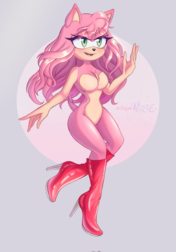 anthro black_nose boots breasts clothing countershade_arms countershade_face countershade_torso countershading curvy_figure eyelashes featureless_breasts featureless_crotch female footwear footwear_only green_eyes hair head_tuft high_heeled_boots high_heels long_hair mostly_nude nude open_mouth open_smile pink_body pointy_ears shoes shoes_only simple_background smile solo tail teeth thick_eyelashes tongue tuft dayanrose sega sonic_the_hedgehog_(series) amy_rose eulipotyphlan hedgehog mammal hi_res watermark