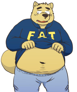 anthro belly black_nose blush bottomwear clothing hoodie humanoid_hands kemono male navel overweight overweight_male pants simple_background solo text text_on_clothing text_on_hoodie text_on_topwear topwear white_background kick_(artist) fat_hoodie meme_clothing canid canine canis domestic_dog mammal 2015 meme