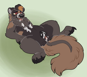animal_genitalia anthro anus bodily_fluids butt cum cum_in_ass cum_in_mouth cum_in_vagina cum_inside cum_on_chest cum_on_face female fur genital_fluids genitals hair nude simple_background solo tail tongue vulva kaiizree korwin domestic_ferret hybrid mammal mephitid mustelid musteline skunk true_musteline weasel absurd_res hi_res