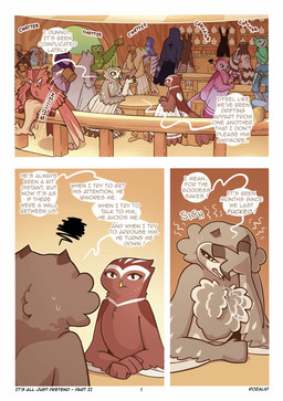 alcohol annoyed anthro bar beak beer beverage black_eyes blue_body brown_body brown_feathers chest_tuft container crowded cup detailed_background dialogue feathered_wings feathers feet female female_anthro frustrated furniture green_body green_feathers group looking_at_another male male_anthro nude onomatopoeia open_mouth pink_body pink_feathers profanity public purple_body purple_feathers red_body red_feathers sexual_frustration sitting sound_effects speech_bubble table tail tail_feathers talons tan_body tan_feathers tavern text toes tuft white_body white_feathers winged_arms wings yellow_beak yellow_eyes yellow_sclera rozalid it's_all_just_pretend atheniv bubowl flammeusia nebulowl owltus scandiowlcus urowlensis athene_(genus) avian bird eared_owl eurasian_eagle-owl great_grey_owl horned_owl little_owl long-eared_owl owl short-eared_owl snowy_owl strix_(genus) true_owl ural_owl absurd_res comic detailed digital_media_(artwork) english_text hi_res