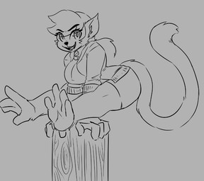 4_toes anthro barefoot breasts butt clothed clothing curling_toes feet female fluffy fluffy_tail fur hair hand_feet open_mouth open_smile prehensile_feet simple_background smile soles solo spread_toes tail teeth toes tongue hijackerdraws haplorhine mammal monkey primate monochrome