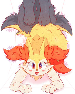 3_fingers 3_toes ambiguous_gender anthro blush blush_lines butt cheek_tuft claws dipstick_tail eyelashes facial_tuft feet fingers fluffy fluffy_tail fur grey_body grey_fur happy inner_ear_fluff looking_at_viewer markings multicolored_body multicolored_fur open_mouth open_smile orange_body orange_eyes orange_fur orange_nose paws purple_eyes simple_background smile solo tail tail_markings toes tongue tuft white_background yellow_body yellow_fur se1t nintendo pokemon braixen canid canine generation_6_pokemon mammal pokemon_(species) 2026 4:5 absurd_res digital_media_(artwork) hi_res