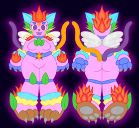 2_tails aura biped breasts butt cloud cloud_wings electricity fangs featureless_breasts featureless_crotch female fire flaming_hair front_view ice leaf metal metal_claws multi_tail multicolored_body nude open_:3 pawpads paws pink_body plantigrade_pawpads pointy_ears pseudo_hair rainbow_body rear_view rock slightly_chubby solo sparklefur sparkles tail teeth toony unusual_anatomy unusual_wings water whiskers wings yuurg iris_(yuurg) elemental_creature elemental_humanoid fairy humanoid pixie 2023 digital_media_(artwork) hi_res model_sheet trans_(lore) trans_woman_(lore)