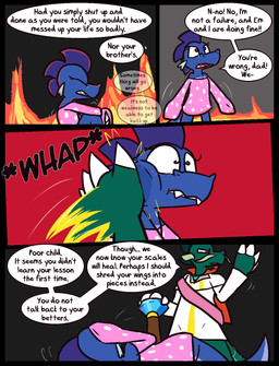 4_fingers abuse age_difference anthro beard blue_body blue_scales bodily_fluids cane cape claws clothing crying curled_up cute_fangs dialogue diamond_(gem) face_slap facial_hair fangs female fetal_pose finger_claws fingers gem green_body green_hair green_scales hair half-closed_eyes larger_anthro larger_male male narrowed_eyes older_anthro older_male pattern_clothing pattern_sweater pattern_topwear physical_abuse pink_clothing pink_sash pink_sweater pink_topwear purple_eyes purple_hair red_cape red_clothing robe scales sharp_teeth size_difference slap smaller_anthro smaller_female speech_bubble spots spotted_clothing spotted_sweater spotted_topwear sweater tears teeth text topwear trauma white_claws white_clothing white_robe white_sweater white_topwear young young_anthro young_female younger_anthro younger_female ultilix european_mythology mythology jade_shimmerscale_(ultilix) ruby_(ultilix) dragon mythological_creature mythological_scalie scalie western_dragon 2026 comic english_text hi_res daughter_(lore) father_(lore) father_and_child_(lore) father_and_daughter_(lore) parent_(lore) parent_and_child_(lore) parent_and_daughter_(lore)