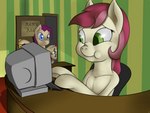 computer desk duo earth_pony electronics equid equine female feral friendship_is_magic furniture hasbro holding_breath horse keyboard mammal mayor_mare_(mlp) my_little_pony pony rose_(mlp) scrunchy_face shdingo table