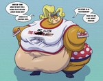 anthro belly big_belly dialogue female fur huge_belly huge_thighs hyper hyper_arms hyper_belly hyper_thighs morbidly_obese morbidly_obese_anthro morbidly_obese_female obese obese_anthro obese_female overweight overweight_anthro overweight_female simple_background solo text thick_thighs bonusart activision crash_bandicoot_(series) coco_bandicoot bandicoot mammal marsupial english_text hi_res