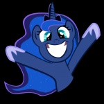 1:1 2012 absurd_res alpha_channel blue_hair cheering crown equid equine female friendship_is_magic hair hasbro headgear hi_res horn mammal my_little_pony mythological_creature mythological_equine mythology parttimebrony princess_luna_(mlp) simple_background smile solo transparent_background unicorn