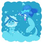 ambiguous_gender blue_body blue_skin bubble duo feral open_mouth simple_background smile winte nintendo pokemon eeveelution generation_1_pokemon generation_7_pokemon goo_creature mammal marine pinniped pokemon_(species) popplio vaporeon 1:1 2020 hi_res