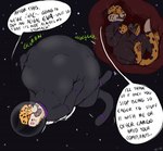 alive belly duo female feral male organs soft_vore solo space spacesuit stomach text vore pippuri mish_(feligris) trey_(feligris) cheetah felid feline mammal english_text