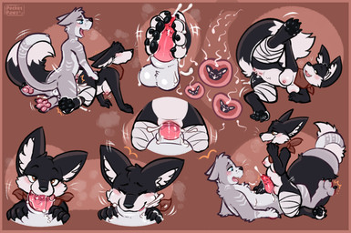 animal_genitalia animal_penis anthro anthro_on_anthro anthro_penetrated anthro_penetrating anus backsack balls bandage bandaged_leg big_ears black_body black_fur blue_eyes blush bodily_fluids breasts breath brown_eyes cheek_bulge clothing cowgirl_position cum cum_drip cum_in_mouth cum_in_vagina cum_inside cum_on_body cum_on_feet cum_on_self cumshot doggystyle dominant dominant_female dominant_male dripping duo ejaculation expressive eyes_closed feet feline_genitalia feline_penis female female_penetrated fluffy fluffy_tail foot_fetish foot_play footjob from_behind_position from_front_position fur genital_fluids genitals grey_body grey_fur happy impregnation kerchief kneeling looking_at_another looking_at_viewer looking_down looking_pleasured lying male male/female male_penetrating male_penetrating_female neckerchief neckwear nipples nude on_back on_bottom on_side on_top oral oral_penetration ovum ovum_with_face panting penetration penile penis penis_against_pussy pleased_expression rubbing rubbing_penis seductive semi-anthro sex sex_toy sheath side_glance sperm_cell spread_legs spreading tail toying_partner vaginal vaginal_penetration vulva white_body white_fur wraps conditional_dnp pocketpaws chips_(zekeofgods) haiiroyuki_(zekeofgods) canid canine felid feline fennec_fox fox mammal true_fox hi_res