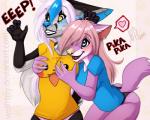 alternative_fashion anthro bottomless breasts clothed clothing duo female female/female fur panties scene_(fashion) shirt topwear underwear whiskers wolflady roxy_bradingham selena_shadowpaw canid canine canis mammal wolf 5:4 digital_media_(artwork)