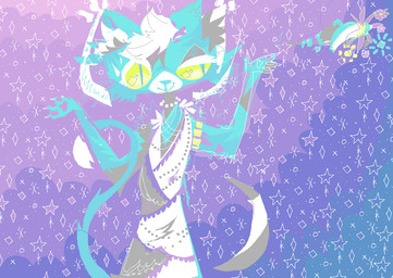 abstract_background ambiguous_gender anthro blue_body blue_fur cheek_tuft clothing cosmic_background dress extra_arms facial_tuft fur grey_clothing grey_dress smile solo star starry_background tuft naircat domestic_cat felid feline felis mammal 2017 digital_media_(artwork) microsoft_paint_(artwork)