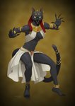 5_toes action_pose anthro barefoot black_nose claws empty_eyes feet female glowing glowing_eyes looking_at_viewer pose solo toe_claws toes doubleleaf egyptian_mythology middle_eastern_mythology mythology bast deity domestic_cat felid feline felis mammal 2014 hi_res