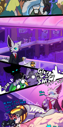 balls big_balls big_penis black_inner_ear black_tie_(suit) blue_eyes bodily_fluids bottomless city city_background clothed clothing cock_vore convention convention_badge dialogue establishing_panel excessive_genital_fluids excessive_precum explicitly_stated_nonconsent foreskin fur genital_fluids genitals glowing glowing_eyes group huge_balls huge_penis humanoid_genitalia humanoid_penis hyper hyper_balls hyper_genitalia hyper_penis inside kill_count male male/male markings mass_vore onomatopoeia outside penile penis precum public red_markings retracted_foreskin sound_effects suit text unwilling_prey vore white_body white_fur howzit_toyah mythology sync_(character) arthropod avian bee bird canid canine canis cetacean dolphin dragon hymenopteran insect lagomorph leporid mammal marine mythological_creature mythological_scalie oceanic_dolphin orca rabbit robot_anthro scalie synth_(vader-san) toothed_whale wolf absurd_res hi_res