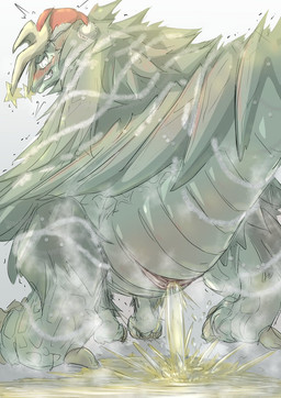 ambiguous_gender animal_genitalia blush bodily_fluids cloaca cloaca_omorashi desperation embarrassed feral genital_fluids genitals horizontal_cloaca omorashi pee_puddle peeing urine watersports mttbsmn mythology dragon mythological_creature mythological_scalie reptile scalie hi_res