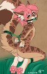 2019 anthro anus arms_bound_to_tail avery_(roanoak) backsack ball_gag balls bdsm big_ears bodily_fluids bondage bound brown_background brown_body brown_fur butt collar conditional_dnp digital_media_(artwork) digitigrade domestic_cat felid feline felis femboy fluff-kevlar fluffy fluffy_tail fur gag gagged genitals hair hi_res long_tail looking_at_viewer male mammal pawpads paws perineum pink_eyes pink_hair pink_pawpads restrained_arms restrained_legs simple_background solo submissive submissive_male tail tail_bondage tail_tied tan_body tan_fur white_balls white_perineum y_anus