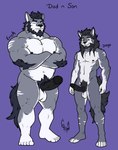 age_difference anthro athletic balls beard duo erection facial_hair genitals humanoid_genitalia humanoid_penis male male/male mature_male muscular muscular_male nipples older_male pecs penis simple_background smile standing younger_male hunterramirez canid canine canis domestic_dog mammal wolf hi_res father_(lore) father_and_child_(lore) father_and_son_(lore) parent_(lore) parent_and_child_(lore) parent_and_son_(lore) son_(lore)