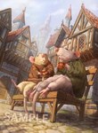 ambiguous_gender bench biped city clothed clothing container cup detailed_background duo fur grey_body grey_fur mug outside sample semi-anthro sitting nejumipro mammal murid murine rat rodent 2024 hi_res