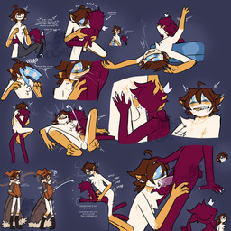 3_toes 4_fingers anal anal_penetration animal_genitalia balls bed big_dom_small_sub black_tears blindfold blush bodily_fluids boots breath brown_hair butt cellphone chest_tuft claws clenched_teeth clothed clothed_humanoid clothing coat crown cum cum_drip cum_in_clothing cum_in_mouth cum_inside cum_on_chest cum_on_face cum_on_own_chest cum_on_own_face cum_on_self cum_through_clothing cum_through_shirt dialogue doggystyle dominant dripping duo ear_piercing ear_ring ejaculation electronics emanata erection erection_through_clothing erection_under_clothing faceless featureless_feet feet fellatio fingers floating_crown footwear from_behind_position from_front_position fur furniture genital_fluids genitals gesture gloves_(marking) hair hand_gesture hand_on_back hand_on_butt hand_on_chest hand_on_leg hand_on_shoulder hand_on_thigh handjob hands-free hat headgear headwear kink_shaming knock-kneed leg_markings lips logo long_coat lying male male/male male_penetrated male_penetrating male_penetrating_male markings missionary_position motion_lines nude nude_humanoid on_back on_bed on_phone onomatopoeia open_mouth oral oral_penetration orange_blush orange_eyes orange_penis orange_tongue panting pantsless paws penetration penile penile_penetration penis penis_in_ass phone piercing pink_penis pointy_ears ponytail profanity pulling_shirt_down ring_piercing scent_play sex shaking sheath shirt_bulge shoes short_tail simple_background size_difference small_dom_big_sub smile sniffing socks_(marking) sound_effects speech_bubble spontaneous_ejaculation squeaking stand_and_carry_position standing standing_sex sweat sweatdrop tail tears teeth text thick_bottom_lip throwing_object thumbs_up toes tongue topwear trembling tuft unusual_anatomy unusual_bodily_fluids unusual_genitalia unusual_tears wet wet_clothing white_body white_claws witch_hat conditional_dnp moonlit-comet hallow_(keeveehart) russell_(moonlit-comet) circlehead humanoid 1:1 2026 absurd_res aliasing artist_logo digital_media_(artwork) english_text flat_colors hi_res multiple_images