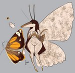 antennae_(anatomy) anthro breasts female fuzzy genitals hair long_hair multi_limb pussy solo wings cupic arthropod insect lepidopteran moth snout_moth hi_res