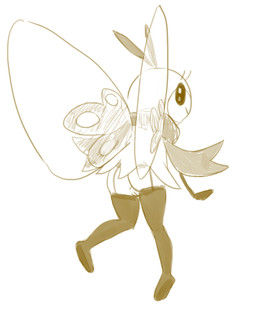 anthro butt clothing female genitals legwear lingerie looking_back simple_background smile solo stick_arms stockings thick_thighs thin_calves vulva white_background unknown_artist nintendo pokemon arthropod generation_7_pokemon insect pokemon_(species) ribombee 2016 monochrome sketch yellow_and_white