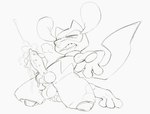 animal_genitalia animal_penis anthro balls bodily_fluids canine_genitalia canine_penis clenched_teeth cum cumshot ejaculation genital_fluids genitals kneeling male penis solo tail teeth darkluxia nintendo pokemon ditto_(pokemon) generation_1_pokemon generation_4_pokemon pokemon_(species) riolu sketch