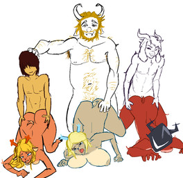 anthro anthro_on_anthro anthro_penetrated anthro_penetrating anthro_penetrating_anthro armor big_breasts blonde_hair blue_eyes breasts butt family female female_on_human female_penetrated from_behind_position fucked_silly group hair headgear helmet horn human_on_anthro human_penetrating human_penetrating_anthro human_penetrating_female interspecies male male/female male_penetrating male_penetrating_female nude penetration sex simple_background tail teeth tongue white_background esao303 deltarune undertale undertale_(series) asgore_dreemurr asriel_dreemurr carol_holiday dess_holiday kris_dreemurr noelle_holiday roaring_knight boss_monster_(undertale) bovid caprine deer goat human mammal