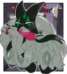 ambiguous_gender anthro areola bedroom_eyes big_breasts big_butt black_body black_claws bodily_fluids breasts butt claws female feral fur green_areola green_body green_fur green_nipples green_tail group half-closed_eyes hanging_breasts heart_symbol huge_breasts kneeling looking_at_another looking_back multicolored_body narrowed_eyes nipples pink_eyes pink_nose seductive short_tail sweat tail text thick_thighs three-quarter_view tongue tongue_out trio two_tone_body white_body white_ears white_fur karikhuri nintendo pokemon roblox gubby_(roblox) generation_9_pokemon gubby_(species) lagomorph leporid mammal meowscarada pokemon_(species) rabbit 2025 artist_name digital_media_(artwork)