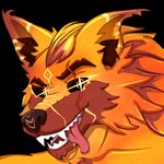 1:1 anthro arcanelynx black_eyes canid canine canine_teeth canis digital_drawing_(artwork) digital_media_(artwork) ears_up fur hair headshot_portrait hi_res le_arcanis_majoris looking_at_viewer male mammal multicolored_body multicolored_fur multicolored_hair mythological_creature mythology open_mouth orange_body orange_fur orange_hair portrait red_body red_fur red_hair simple_background smile solo teeth tongue tongue_out two_tone_body two_tone_fur two_tone_hair wolf