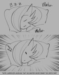 :3 dialogue eyes_closed hair hair_over_eye not_furry one_eye_obstructed pillow sleeping solo sound_effects text vowelless vowelless_sound_effect zzz saltyxodium nintendo pokemon hornyvoir gardevoir generation_3_pokemon pokemon_(species) absurd_res comic english_text hi_res monochrome