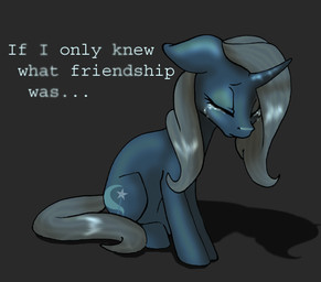 blue_body bodily_fluids crying cutie_mark ears_back eyelashes eyes_closed female feral grey_hair grey_tail hair horn mouth_closed pivoted_ears side_view solo tail tears text milk-jug friendship_is_magic hasbro my_little_pony mythology trixie_(mlp) equid equine mammal mythological_creature mythological_equine unicorn english_text