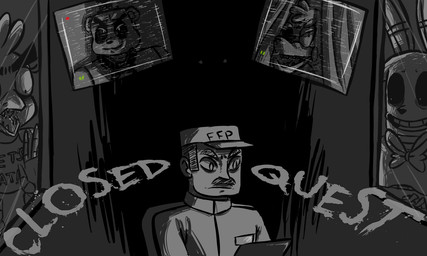 anthro bib bow_(feature) bow_tie chair clothing electronics eye_patch eyewear facial_hair female furniture group hat headgear headwear inside machine male monitor mustache security security_guard sitting text top_hat uniform window inkyfrog five_nights_at_freddy's scottgames bonnie_(fnaf) chica_(fnaf) foxy_(fnaf) freddy_(fnaf) golden_freddy_(fnaf) mike_schmidt animatronic avian bear bird canid canine chicken fox galliform human lagomorph leporid mammal phasianid rabbit robot 2015 5:3 english_text greyscale monochrome
