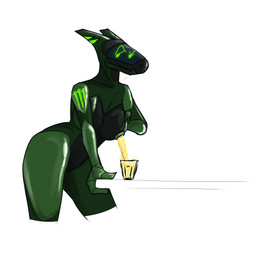 anthro arched_back beverage big_breasts big_butt bodily_fluids breasts butt container cup female holding_breast lactating lactating_soda liquid looking_at_another machine monster_energy_logo simple_background soda solo tailless text thick_thighs unusual_bodily_fluids unusual_lactation temnelc monster_energy robot_anthro synth_(vader-san) absurd_res hi_res