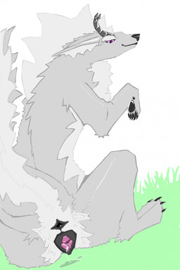 animal_genitalia animal_vulva anus bodily_fluids bodily_fluids_in_ass bodily_fluids_in_pussy canine_genitalia canine_nose canine_vulva dutch_angle female feral fur furniture genital_fluids genitals grass grey_body grey_fur horn long_body long_tail looking_back mane pink_eyes plant presenting quadruped rear_view sitting solo tail vaginal_fluid_string vaginal_fluids vaginal_fluids_on_ground vulva white_body white_fur white_mane m222 mythology dragon furred_dragon furred_scalie mythological_creature mythological_scalie scalie hi_res