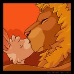 duo feral french_kissing interspecies kiss_on_lips kissing male male/male mane misterkittens endymion_(endymionwr) felid lagomorph leporid lion mammal pantherine rabbit 1:1 animated digital_media_(artwork) low_res pixel_(artwork) pixel_animation short_playtime