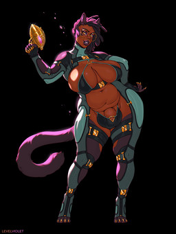 armor big_breasts black_background black_body black_fur black_hair black_lips breasts brown_body brown_skin bulge clothing crossgender digitigrade dreadlocks eyewear facial_piercing flaccid fur genitals glasses gynomorph hair half-closed_eyes huge_breasts humanoid_genitalia humanoid_penis intersex laser_gun lips narrowed_eyes nose_piercing nose_ring penis piercing ranged_weapon ring_piercing science_fiction simple_background slightly_chubby slightly_chubby_gynomorph slightly_chubby_humanoid slightly_chubby_intersex smile thick_thighs thong unconvincing_armor undersized_clothing underwear weapon wide_hips levelviolet oz_(ozthegoblin) animal_humanoid cat_humanoid felid felid_humanoid feline feline_humanoid humanoid mammal mammal_humanoid 2025 3:4 hi_res nonbinary_(lore)