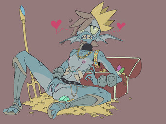 3_toes 4_fingers anthro areola armwear blue_body bodily_fluids breasts clothing collar crown ear_piercing feet female fingering fingering_self fingers footwear gem genital_fluids genitals gold_(metal) gold_jewelry hair headgear heart_symbol jewelry legwear masturbation melee_weapon membrane_(anatomy) mostly_nude nipple_piercing nipples penetration piercing polearm red_background simple_background sitting solo teeth toes treasure treasure_chest trident vaginal vaginal_fingering vaginal_fluids vaginal_masturbation vulva weapon mightyworld unknown_species 4:3