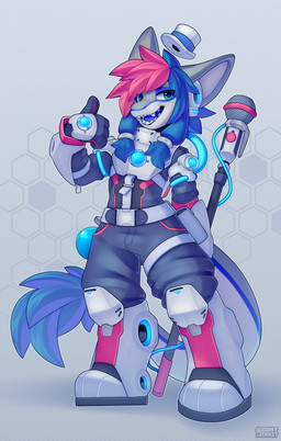 4_fingers anthro biped blue_eyes blue_hair clothed clothed_anthro clothed_male clothing fingers front_view fur gesture grey_body grey_fur grey_tail hair hand_gesture looking_at_viewer male open_mouth open_smile pink_hair smile solo standing tail teeth thumbs_up tongue jinxit mythology dragon mythological_creature mythological_scalie scalie 2025 absurd_res digital_drawing_(artwork) digital_media_(artwork) hi_res