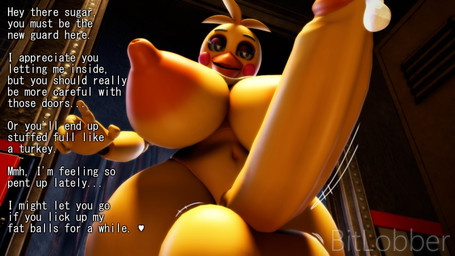 anthro areola balls beak bedroom_eyes big_breasts big_penis blue_eyes bodily_fluids breasts cum dialogue erection genital_fluids genitals gynomorph huge_breasts huge_penis hyper hyper_genitalia hyper_penis intersex looking_at_viewer machine narrowed_eyes nipples nude open_mouth orange_areola orange_nipples penis seductive solo text thick_thighs wide_hips yellow_body yellow_penis bitlobbs mipsmiyu_(modeler) five_nights_at_freddy's five_nights_at_freddy's_2 scottgames runaboo_chica toy_chica_(fnaf) animatronic avian bird chicken galliform humanoid phasianid robot 16:9 2021 3d_(artwork) artist_name digital_media_(artwork) english_text hi_res source_filmmaker_(artwork) widescreen