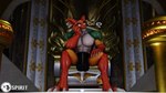 anthro balls big_balls big_muscles big_penis bulge chair claws clothing facial_horn feet furniture genitals glowing glowing_eyes green_body horn huge_muscles huge_penis humanoid_genitalia humanoid_penis jockstrap male muscular narrowed_eyes orange_body paws penis sitting smile solo teeth thick_penis throne throne_room toe_claws toes underwear spirit(paw) valorlynz_(modeler) blender_cycles mythology auron_ardere dragon mythological_creature mythological_scalie scalie 16:9 3d_(artwork) 4k absurd_res blender_(artwork) digital_media_(artwork) hi_res widescreen