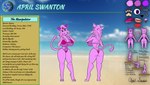 anthro bedroom_eyes big_breasts big_butt bikini breasts butt cleavage clothed clothing dancing eyeshadow female forehead_gem forked_tail fur gem hair huge_breasts huge_butt lipstick makeup micro_bikini narrowed_eyes pawpads pink_body pink_clothing pink_fur pink_hair pink_swimwear planet pole pole_dancing ponytail purple_body purple_eyes purple_fur seductive solo swimwear tail text two-piece_swimsuit unusual_anatomy unusual_tail scoutthecat02 nintendo pokemon april_swanton eeveelution espeon generation_2_pokemon pokemon_(species) absurd_res english_text hi_res model_sheet