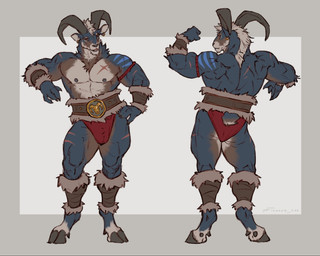 2_horns 4_fingers abs anthro biped clothed clothed_anthro clothed_male clothing fingers front_view fur horn looking_at_viewer male male_anthro multi_horn muscular muscular_arms muscular_male nipples pecs pose realistic rear_view solo standing text taran_fiddler bovid caprine mammal sheep 2025 5:4 artist_name dated digital_drawing_(artwork) digital_media_(artwork) english_text full-length_portrait hi_res portrait