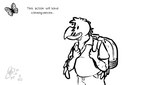 anthro avian backpack bird black_and_white cerdeorhys clothing corvid corvus_(genus) dialogue dot_eyes english_text gonzalo_(cerdeorhys) humanoid life_is_strange line_art male meme monochrome oscine passerine raven school_uniform solo speech_bubble student text uniform