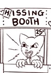 angry anthro booth claws fangs female finger_claws hissing humor parody pun solo teeth text anonymous_artist microsoft prequel_adventure the_elder_scrolls katia_managan felid khajiit mammal 2024 black_and_white english_text hi_res monochrome