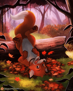 autumn collar feet feral forest fur leaf log looking_at_viewer male open_mouth outside patreon_logo pawpads paws plant raised_leg sharp_teeth smile solo teeth text tongue tongue_out tree upside_down whiskers wood haychel disney patreon the_fox_and_the_hound tod_(tfath) canid canine fox mammal red_fox true_fox 2017 hi_res url