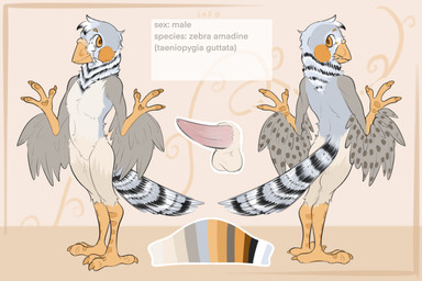 3_toes 4_toes anisodactyl anthro avian_feet balls beak biped black_body black_feathers blue_body butt claws color_swatch erection eyewear feathered_wings feathers featureless_crotch feet fingers front_view genitals glasses grey_body grey_feathers looking_at_viewer looking_back male male_anthro markings multicolored_body multicolored_feathers nude orange_beak orange_body orange_eyes penis pink_genitals pink_penis rear_view red_genitals simple_background solo standing stripes tail tail_feathers talon_hands talons tan_body tan_genitals tapering_penis text toes white_body white_feathers winged_arms wings yellow_beak yellow_eyes hakiiru euron avian bird zebra_finch 2024 absurd_res digital_media_(artwork) hi_res model_sheet
