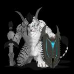 abs animal_genitalia anthro balls big_balls biped blue_eyes bodily_fluids crying dreadlocks fully_sheathed fur genitals kneeling looking_at_viewer male melee_weapon muscular muscular_anthro muscular_male nude sheath shield simple_background solo stripes sword tears transparent_background weapon white_body white_fur blackchaos666 guild_wars charr felid mammal 1:1 alpha_channel hi_res